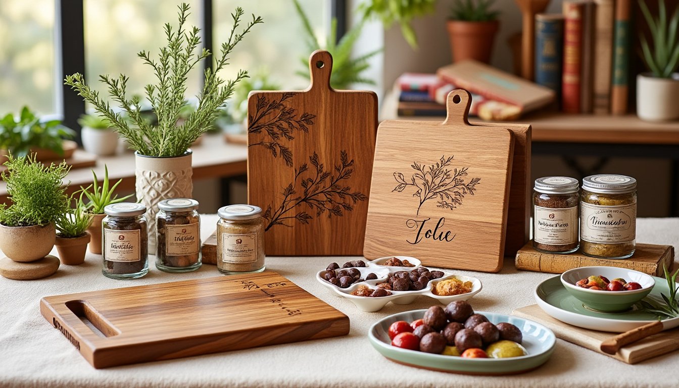 découvrez notre sélection de cadeaux culinaires personnalisés qui apporteront une touche unique à vos événements. que ce soit pour un anniversaire, un mariage ou simplement pour faire plaisir, nos articles sur mesure raviront les amateurs de cuisine. offrez une expérience inoubliable et faites de chaque repas un moment spécial avec nos créations personnalisées.